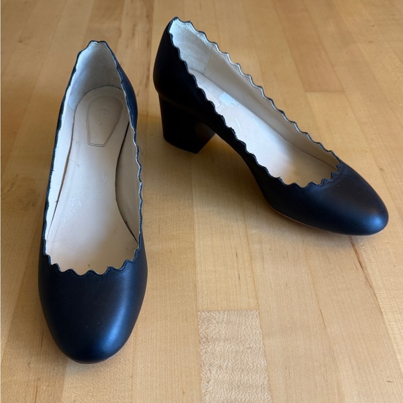 Chloé “Lauren” Leather Pump Black Leather Heels Shoes 36.5 Made in Italy 🇮🇹 - Picture 1 of 10